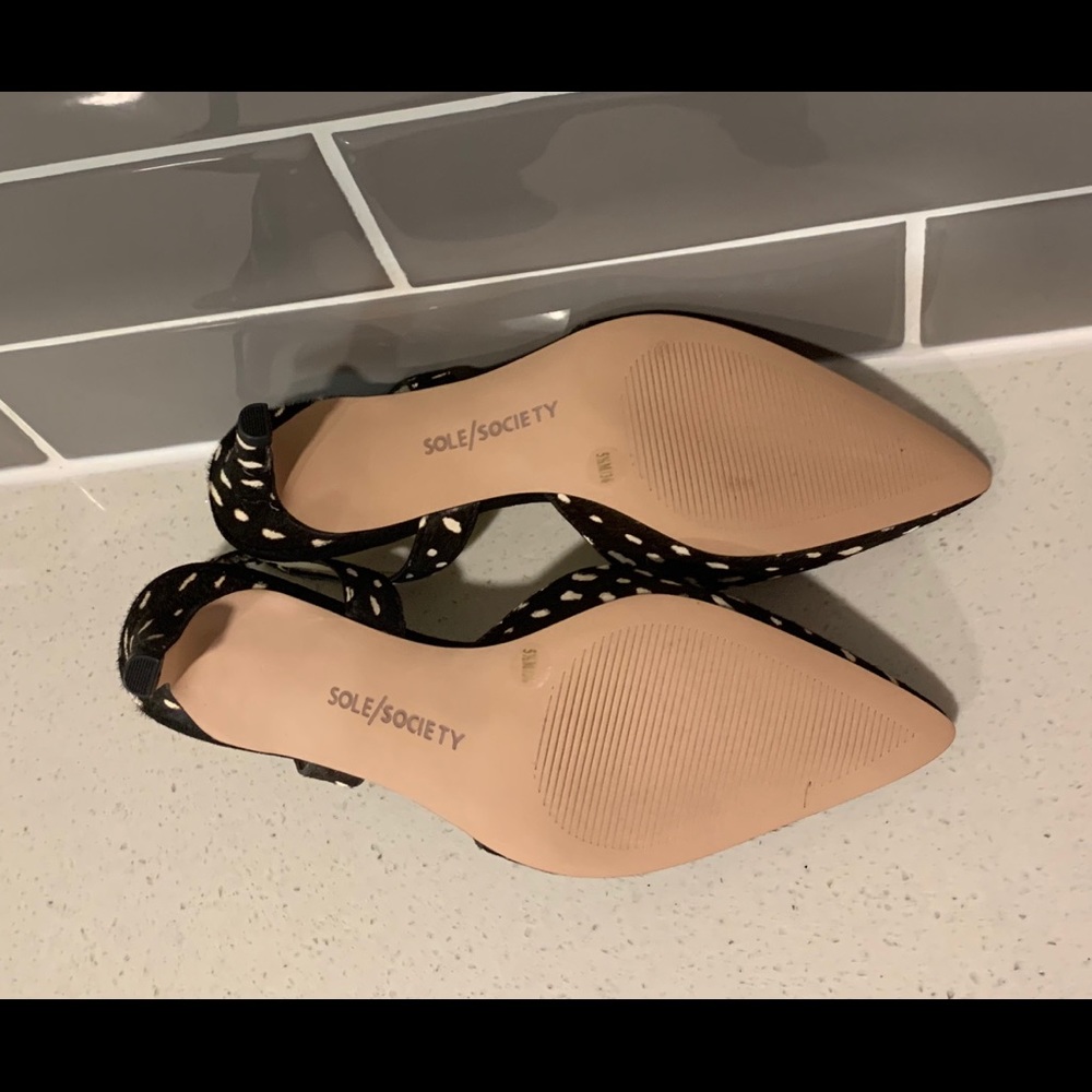 Sole Society Black Cream Spotted Haircalf Heels - Picture 5 of 5